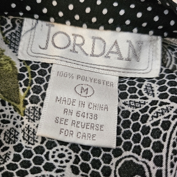 Jordan Sheer V neck button Up Blouse 100% Polyester Polka Dots Floral Size M - Picture 7 of 7